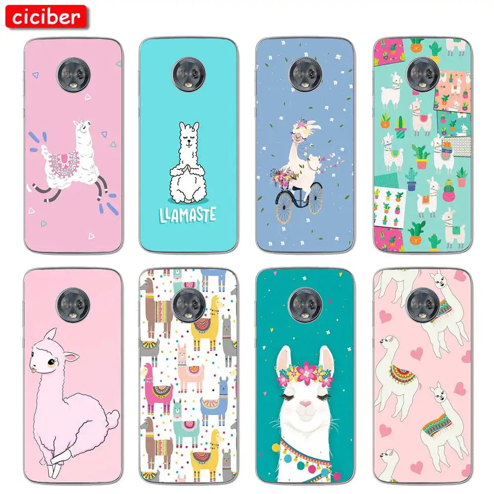 

Cute Animal Alpaca For Motorola Moto C Z2 Z3 ONE P30 G4 G5 G5S G6 G7 E3 E4 E5 E6 Plus Play Power X4 M Soft TPU Phone Cases Cover