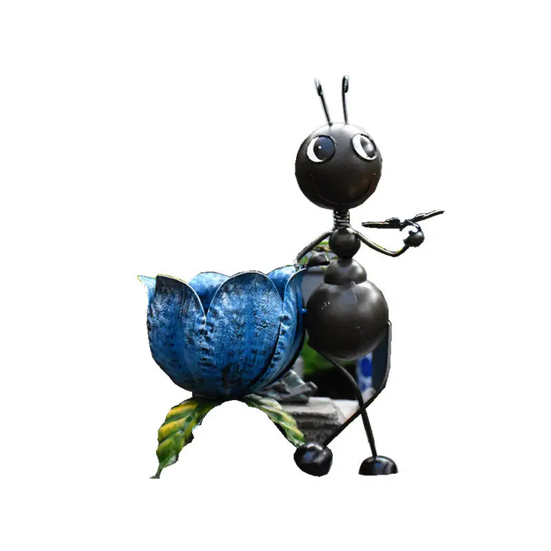 

Pastoral Wrought Iron Ant Flower Pot Accessories Balcony Courtyard Garden Figurines Crafts Outdoor Villa Ornaments Decoration
