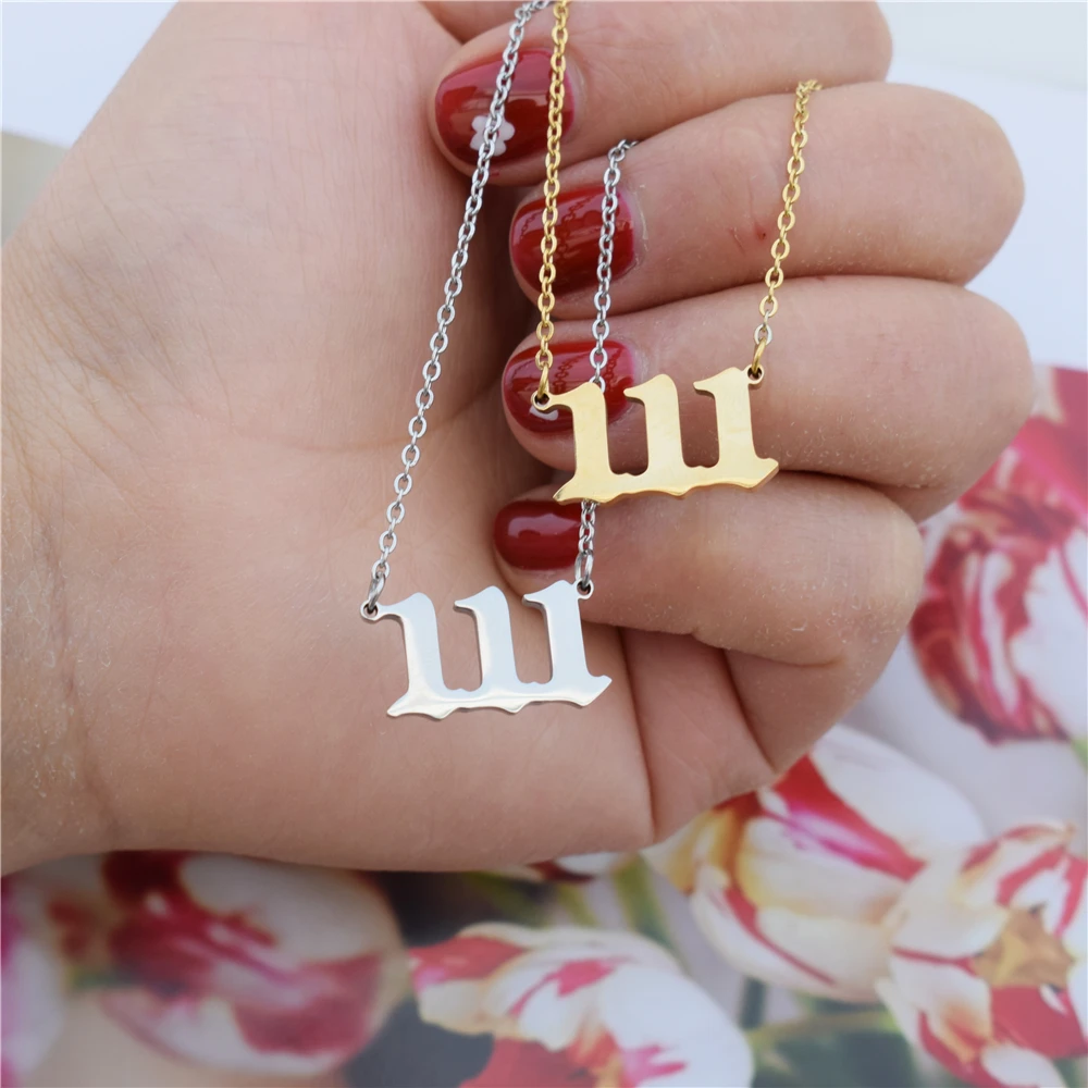 Ожерелье-чокер с подвеской из нержавеющей стали номером ангела 111 222 333 444 555 666 777 888