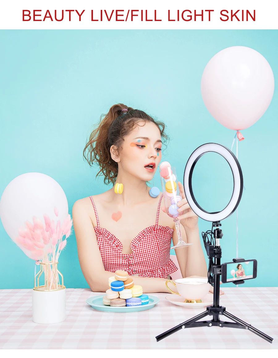MAMEN фотографический Dimmable светодиодный Selfie кольцо свет лампы Youtube видео студия живое потоковое фото красивое кольцо