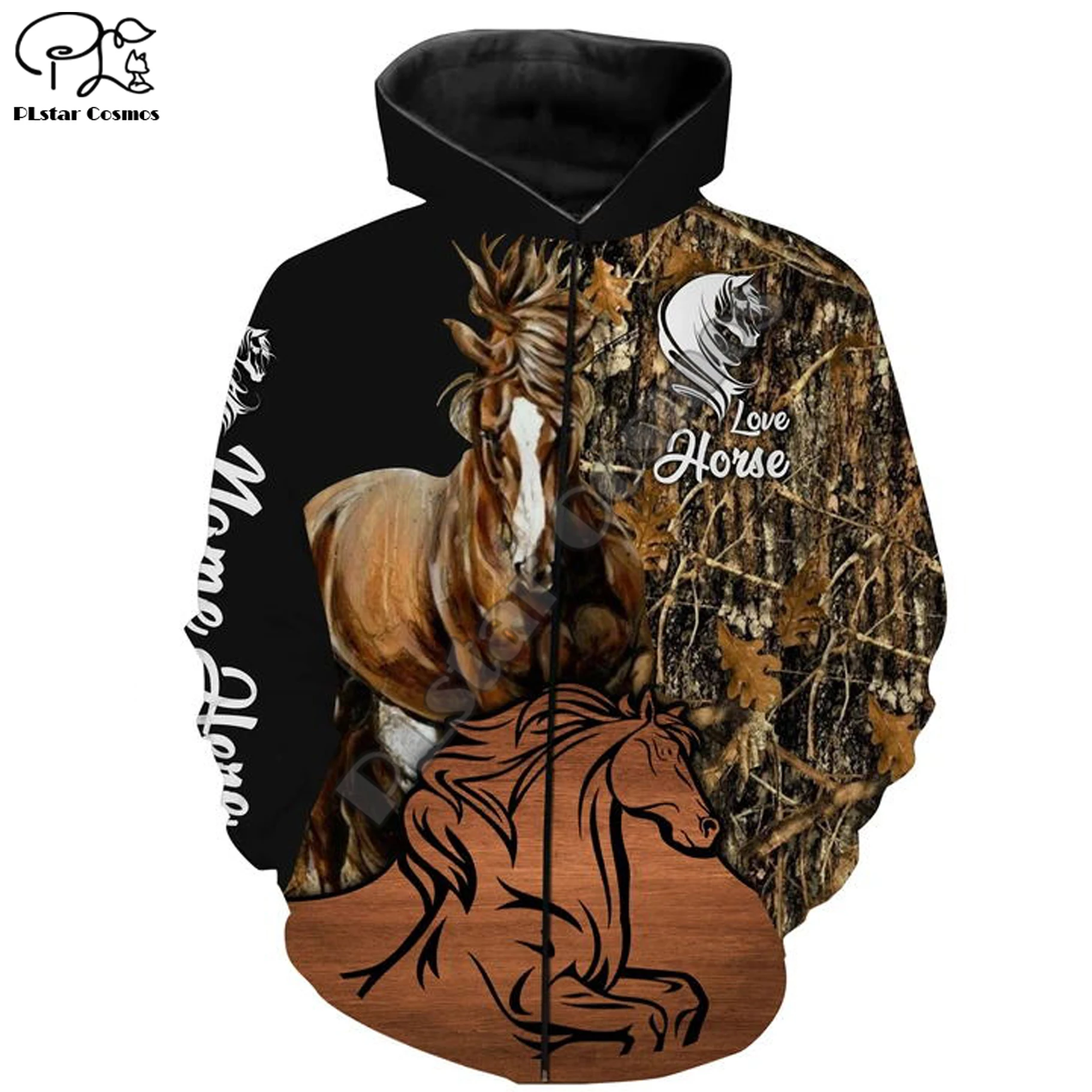 Толстовка унисекс с 3D принтом love horse Повседневная капюшоном в стиле Харадзюку