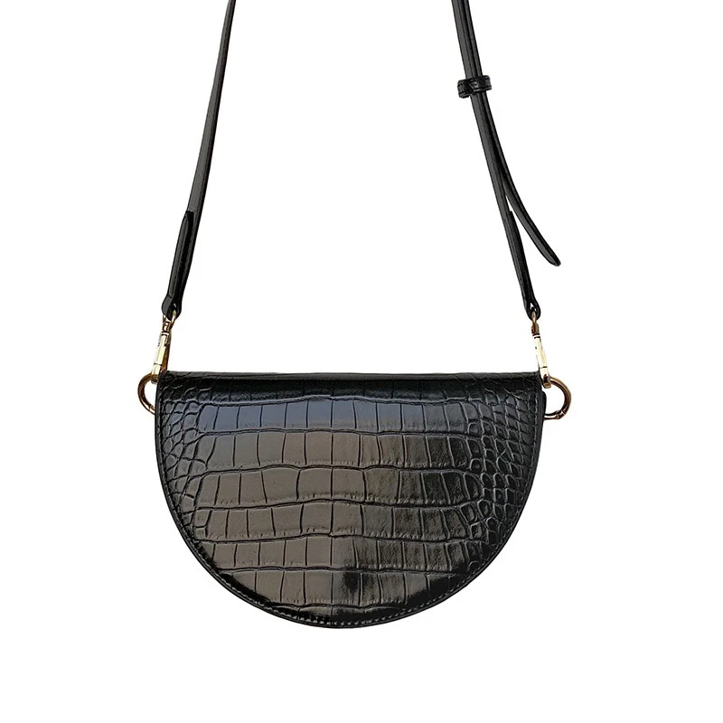 Маленькая однотонная сумка из искусственной кожи аллигатора через плечо для