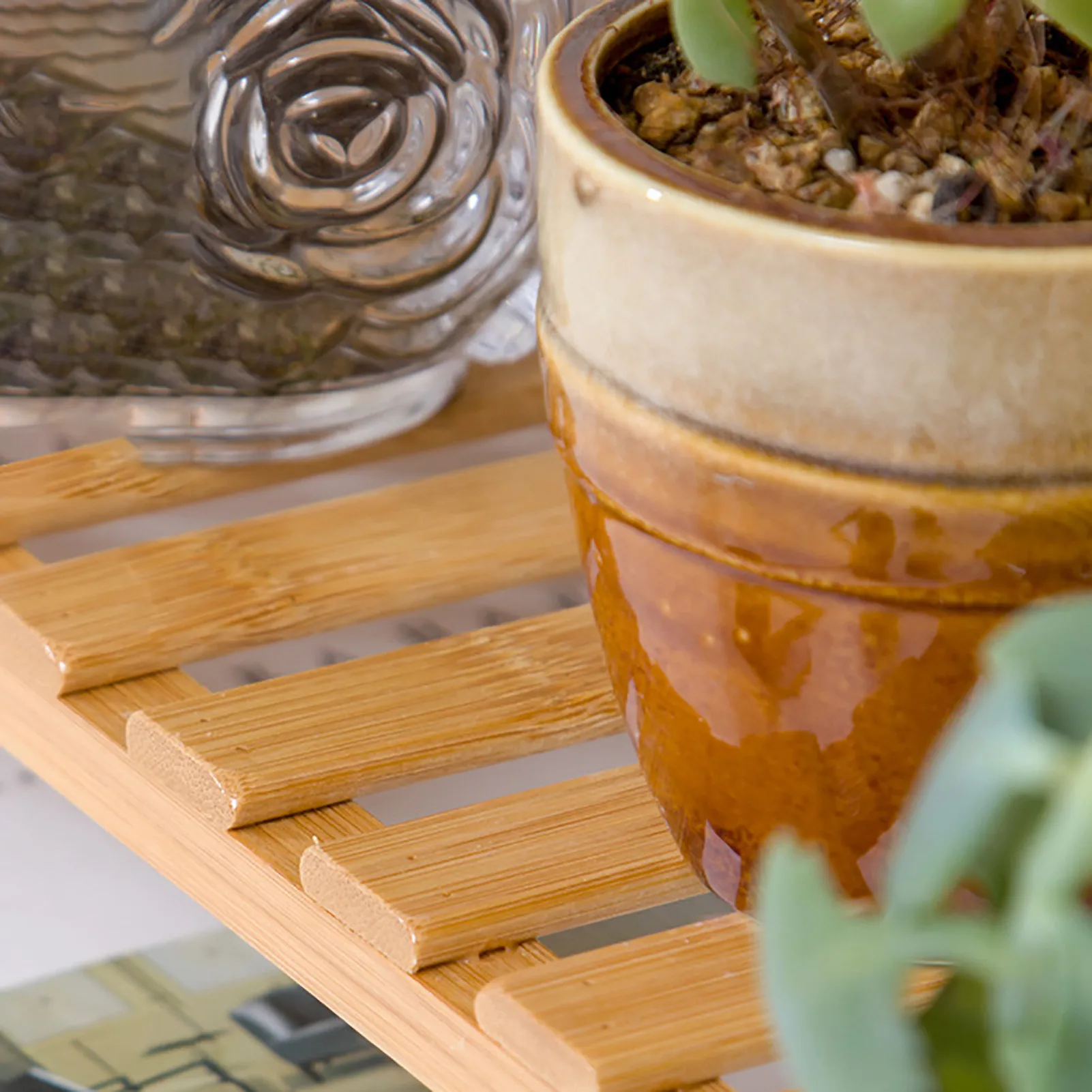 

Bamboo Plant Shelf Durable Natural Flower Succulents Display Rack Holder Stand Storage Garden Organizer Decorative Home Decor