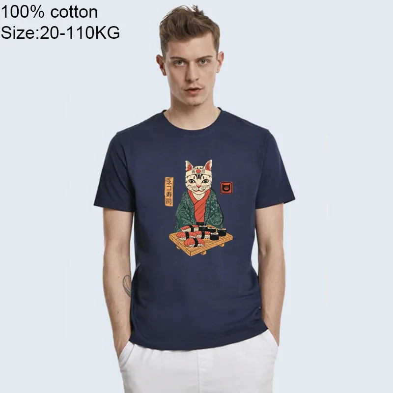 Neko суши бар кошка японская культура футболка бренд 2019 уличная Япония стиль Ukiyo E