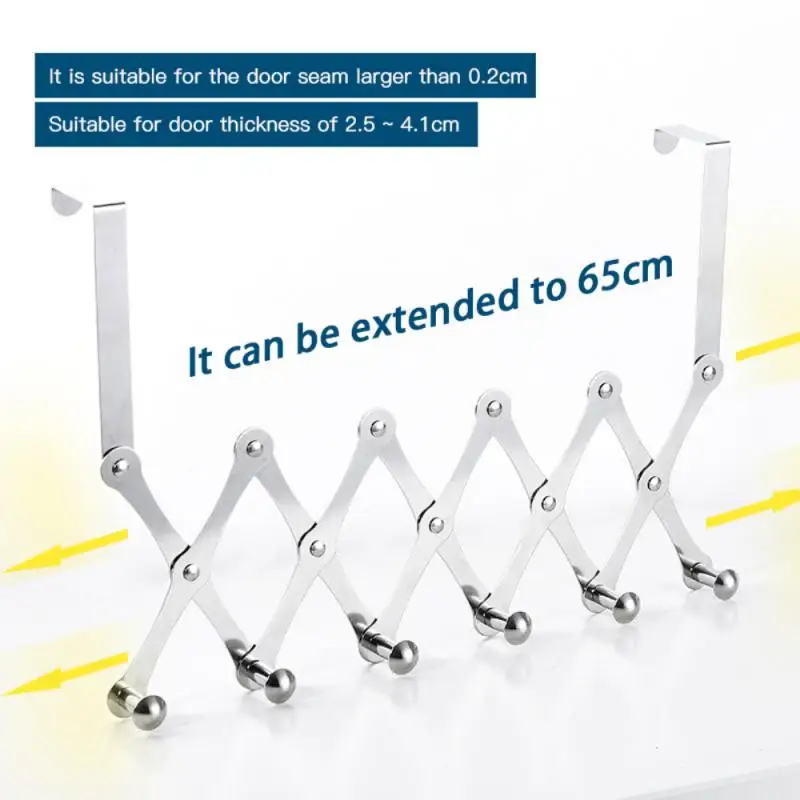 

Door Hanging Hook Punch Free Door Hanger Hats Bags Holder Tie Scarf Key Hook adjustable Wall Hanger Clothes Rack Towel Shelf