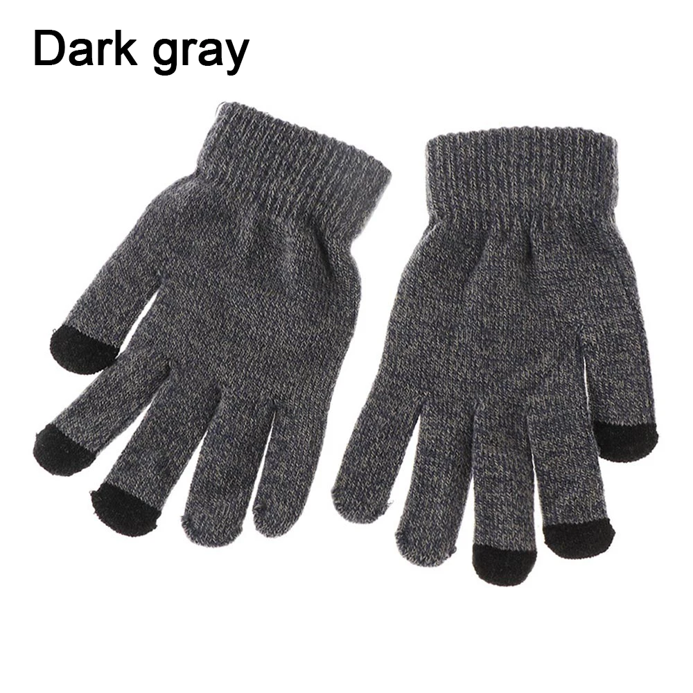 dark gray 4 1 пара, мужские утолщенные вязаные перчатки для экрана телефона, мужские зимние осенние теплые шерстяные кашемировые однотонные перчатки, мужские перчатки, деловые перчатки - Цвет: dark gray 4
