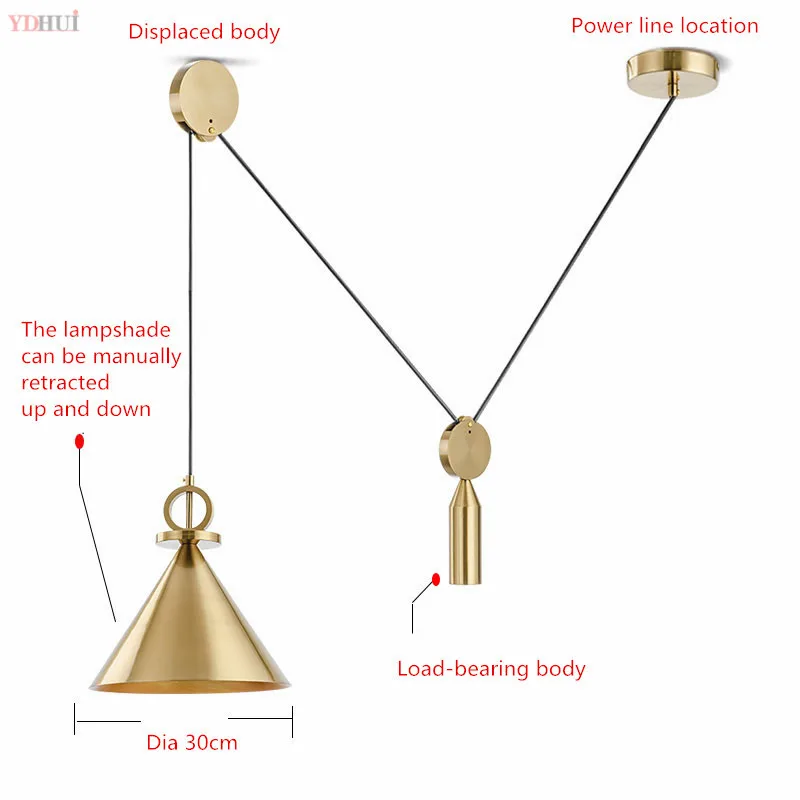 

Gold Pendant Lamp Industrial Pendant Light Lustre Led Modern Pendant Lights LED Droplight Living Room Decor Home Light Fixture