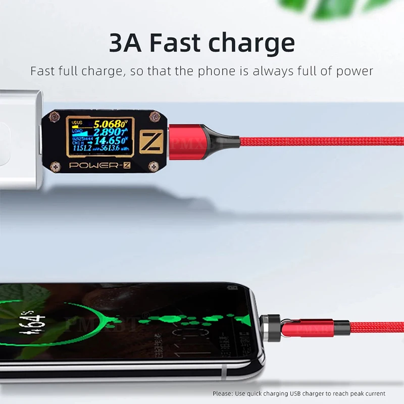 Eiytc 540 градусов Магнитный кабель Micro Тип USB C мобильный телефон 3A Быстрый зарядный