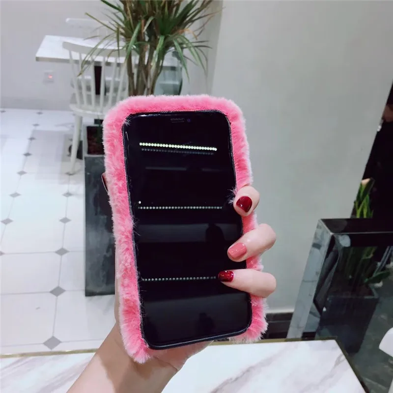 Новая модная плюшевая чехол для iPhone 6 6S 7 8 plus осенне-зимняя теплая задняя крышка X XS