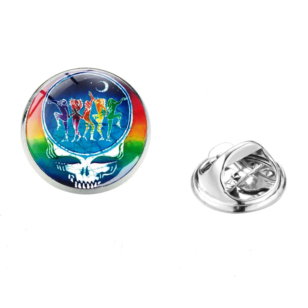 SIAN Rock Band Stainless Steel Brooches Hip-Hop Popular Grateful Dead Logo Glass Gem Collar Pin Trendy Gothic Jewelry Hot | Украшения и
