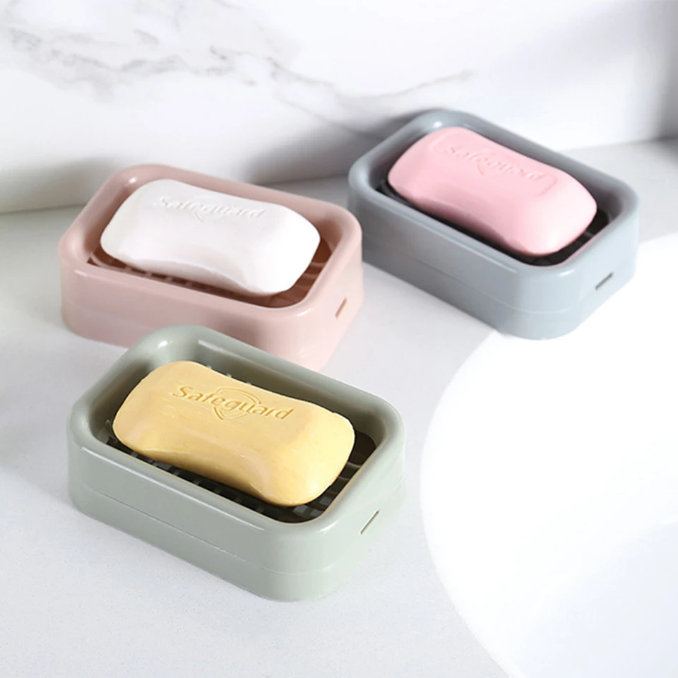 

Bathroom Soap Case Home Shower Travel Hiking Holder Container Soap Box 2 Layer PlasticDispenser Soap Rack
