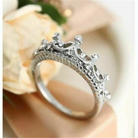 wedding party crown rings size 5 10 women 925 silver gorgeous zirconia jewelry korean crown ring set with diamonds