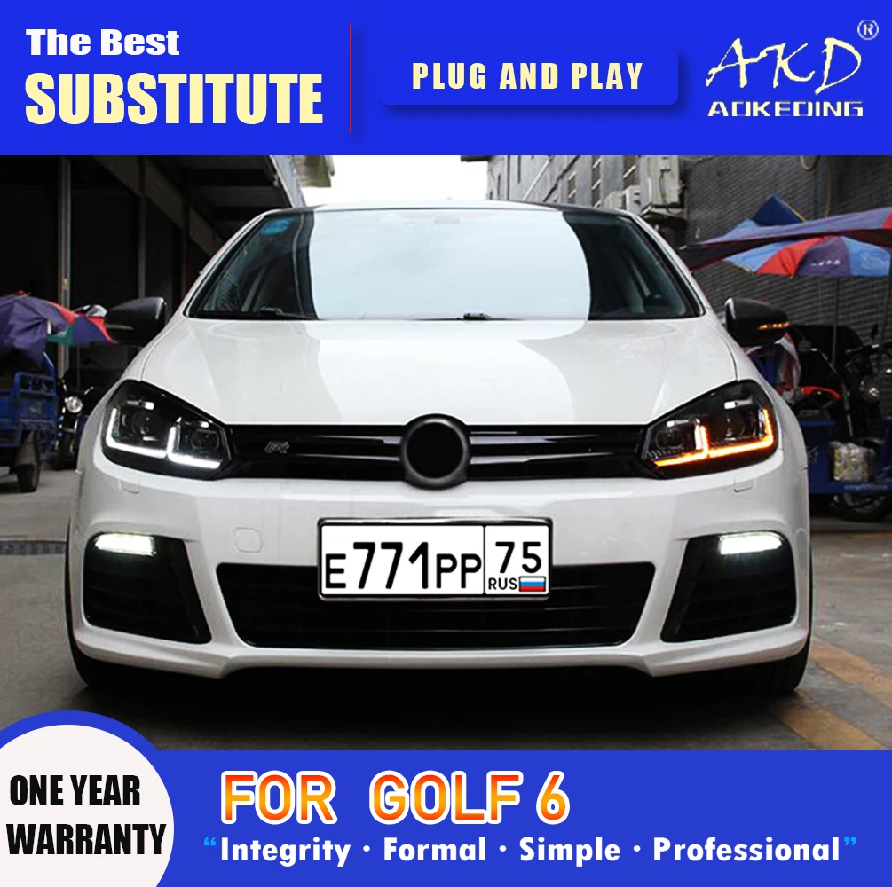 Головная лампа AKD для VW Golf 6 светодиодный ные фары 2009-2012 DRL сигнал поворота дальний