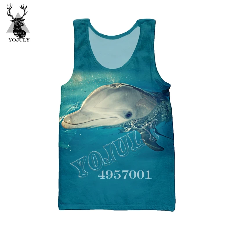 YOJULY Dolphin 3D принт Harajuku майка для мужчин Модный повседневный жилет Летний морской плавание унисекс уличная одежда рубашки без рукавов Ve31