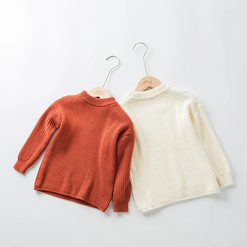 Осенне-зимний вязаный свитер в полоску для мальчиков и девочек повседневный