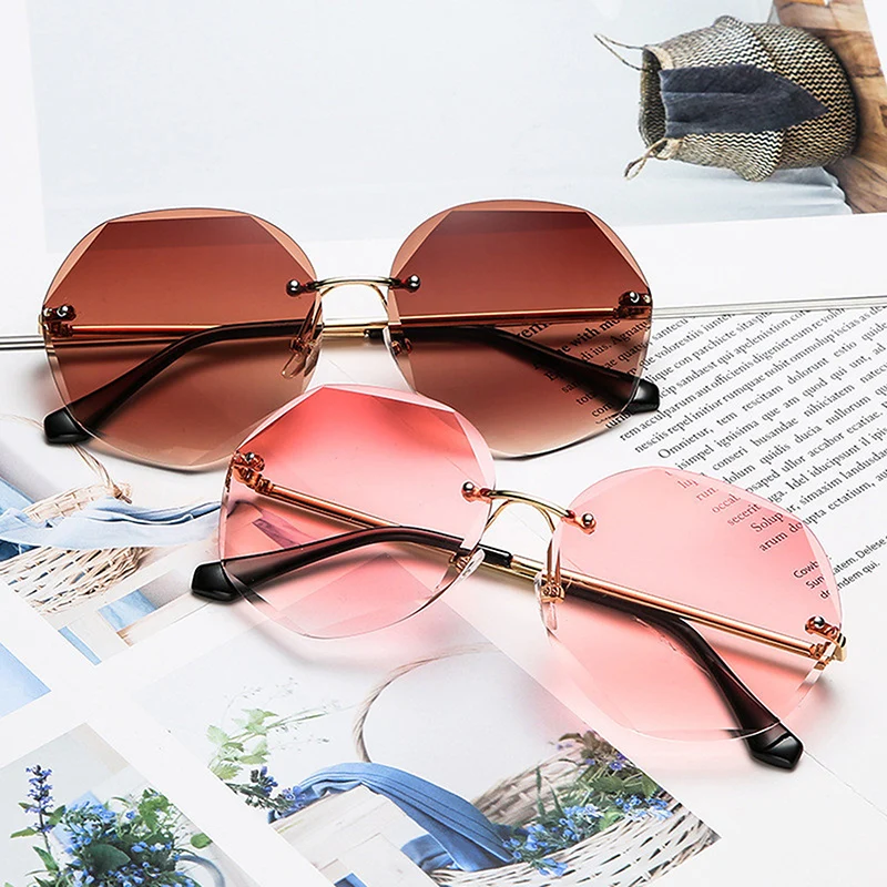 

Без оправы градиентный женские очки от солнца для резки объектив металлических каркасов солнце glasse