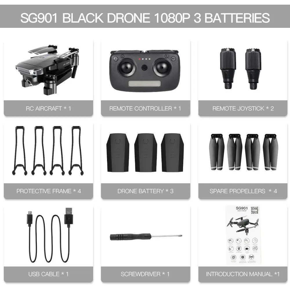SG901 2 4G Wifi FPV RC Дрон с 1080P 4K двойной камерой HD 18 минут время полета MV интерфейс следуй