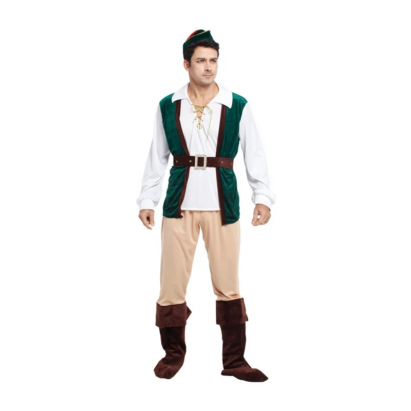 Adult Men Green Peter Pan Costume Halloween Purim Party Carnival Masquerade Cosplay Costumes Outfit | Тематическая одежда и