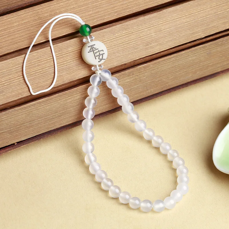 

Mobile phone lanyard new natural crystal agate phone chain creative transfer six-character mantra short pendant phone lanyard