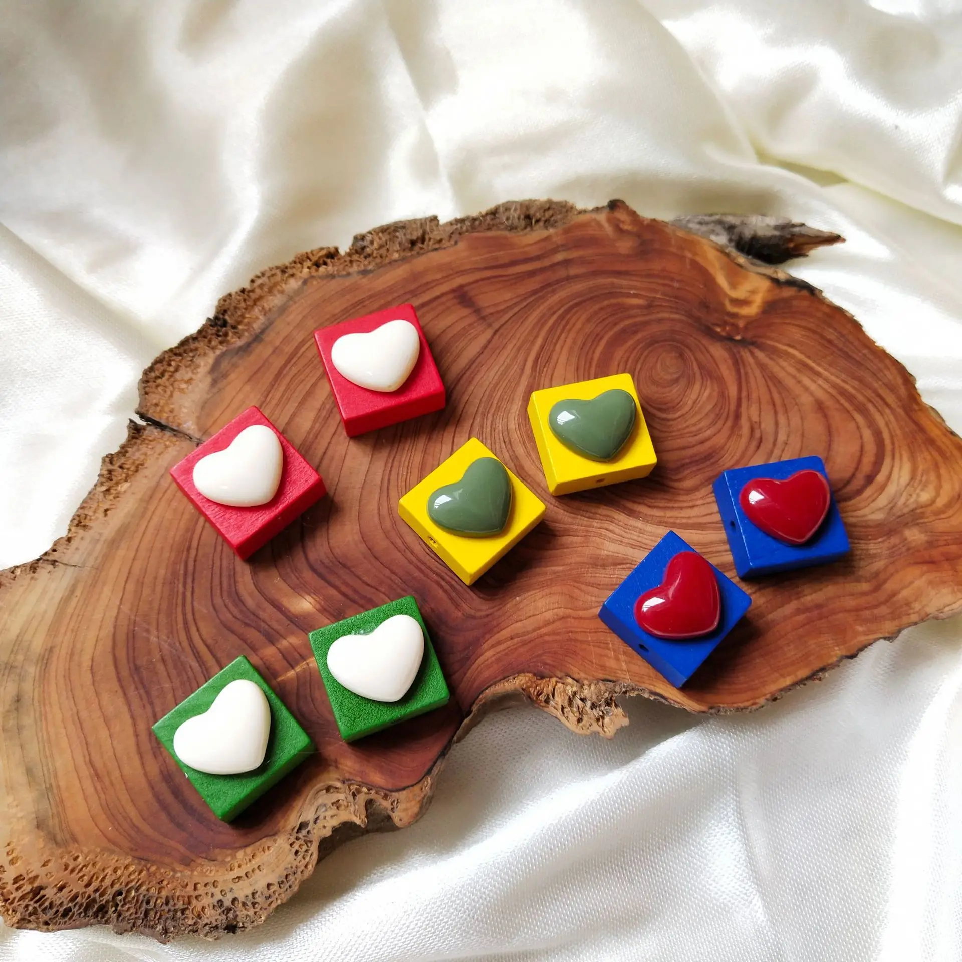 

2020 trend earrings for women vintage lovely wooden love Mini Earrings Women jewelry Gifts for the new year