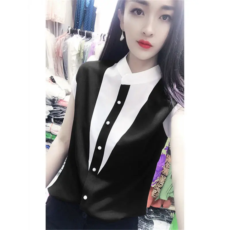 

Summer new loose fake two-piece chiffon shirt women's short sleeve foreign style small shirt small coat