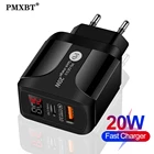 QC3.04.0 Быстрая зарядка 20 Вт светодиодный дисплей зарядное устройство адаптер USB + PD двойное зарядное устройство для iPhone 12 11 мобильный телефон USB C Быстрая зарядка