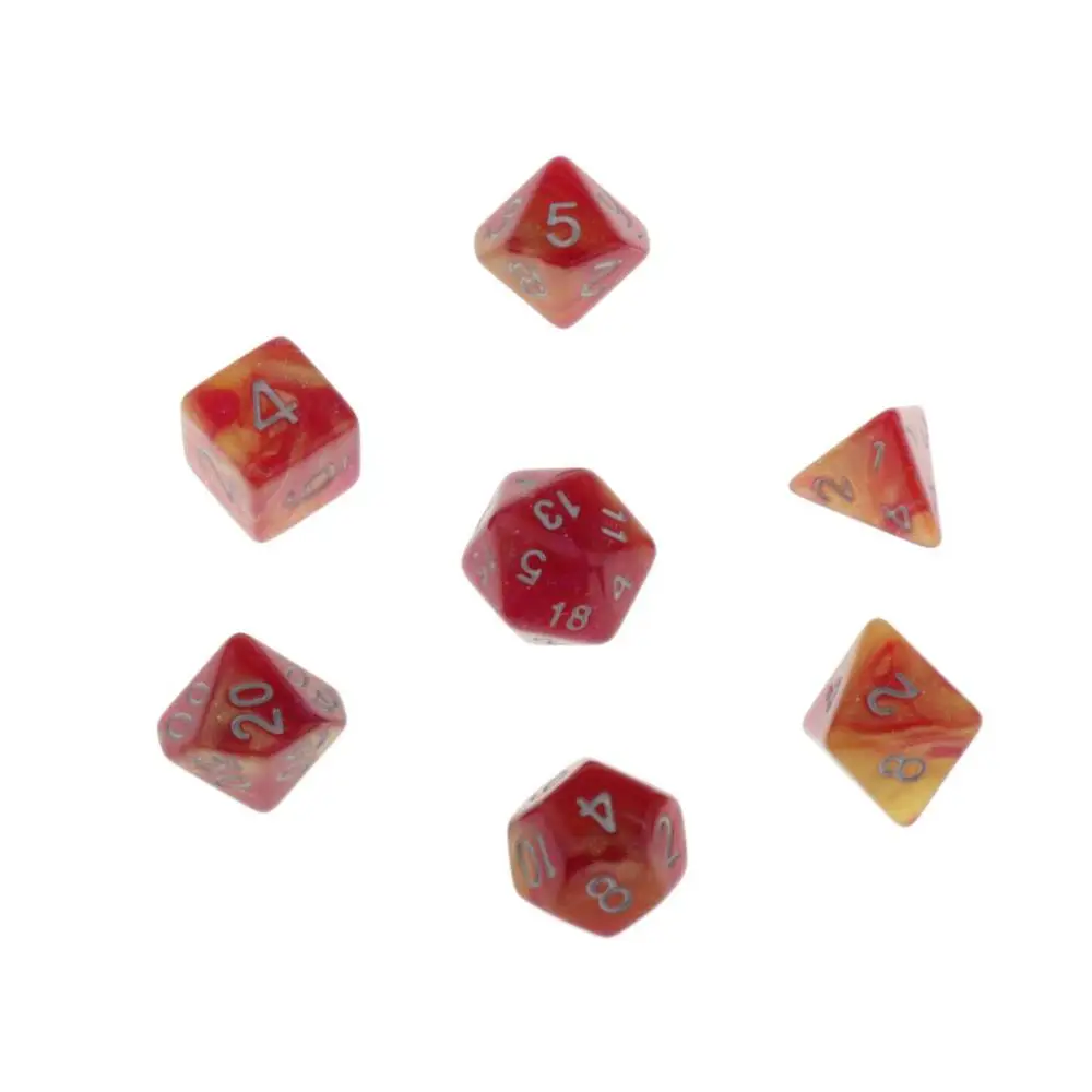 MagiDeal, 7 штук, многогранные кости для подземелий и драконов, D20, D12, D10, D8, D6, D4, настольные игры+ вечерние кубики - Цвет: 7pcs Rose White