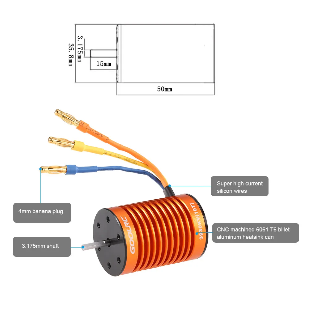 GoolRC Upgrade Waterproof F540 3930KV Brushless Motor with 45A ESC Combo Set for 1/10 RC Car Truck | Игрушки и хобби
