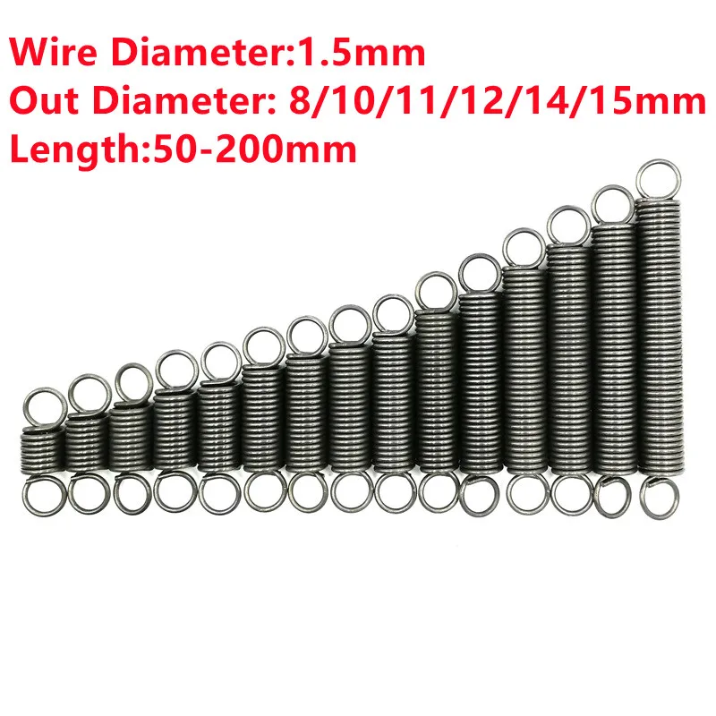 

2PCS,Custom Tension Spring Steel Extension Spring,1.5mm Wire Dia*8/10/11/12/14/15mm Out Dia*50/60/70/80/100/120/150/200mm Length