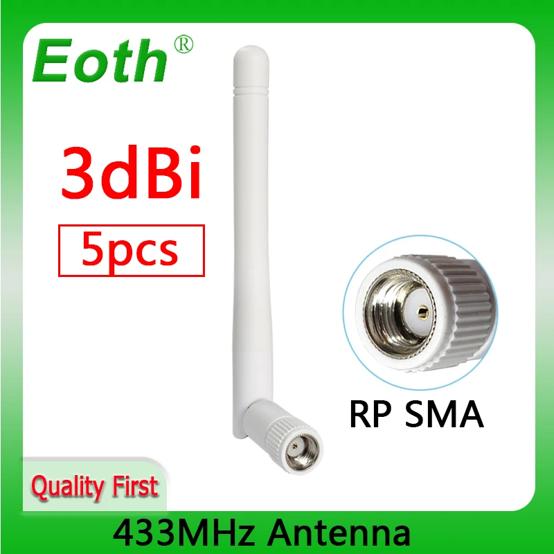 EOTH 5pcs 433mhz antenna 3dbi sma female lora antene pbx iot module lorawan signal receiver antena high gain