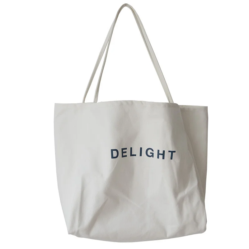 

Japanese And Korean Ins New Large-capacity Canvas Bag DELIGHT Solid Color Simple And Versatile Shoulder Bag