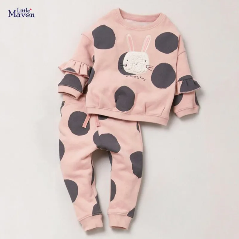 

Little maven/Детские комплекты новый осенний хлопковый Детский комплект, брендовая рубашка с длинными рукавами и аппликацией кролика + штаны в го...