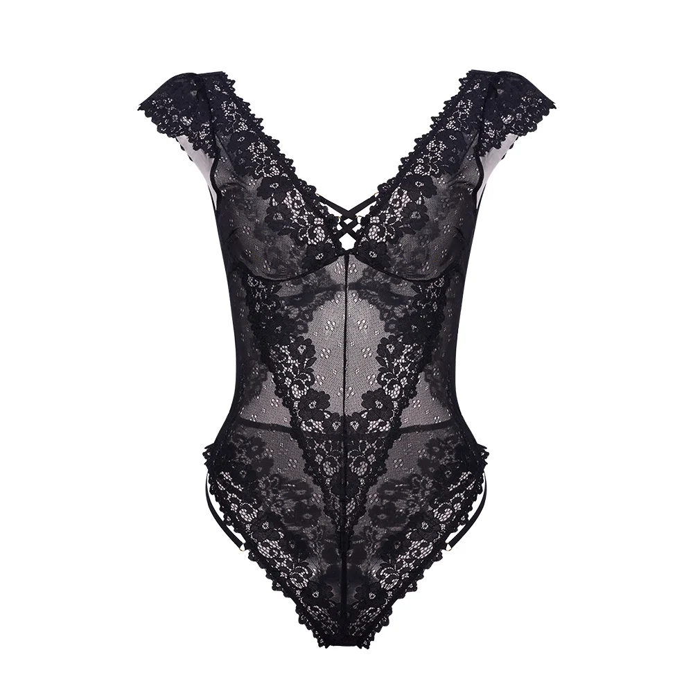 Сексуальное Кружевное боди DRAIMIOR для женщин прозрачное цельное нижнее белье с