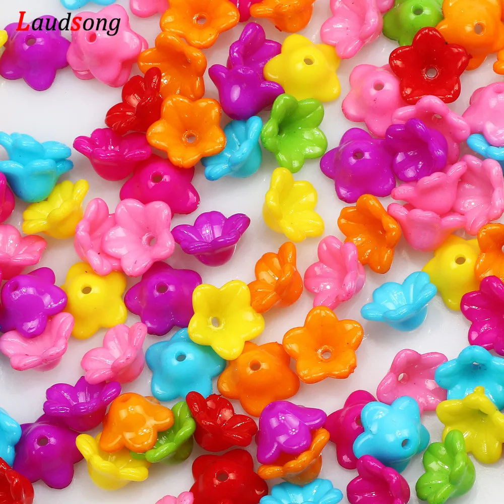50Pcs 12mm Mixed Color Morning Glory Acrylic Flower Spacer Beads For Jewelry Making Necklace Bracelet DIY Accessories | Украшения и
