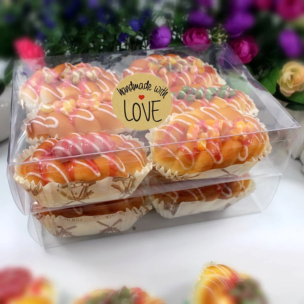 Рулон крафт этикеток с красным сердцем 500 шт./лот наклейки для ручного украшения