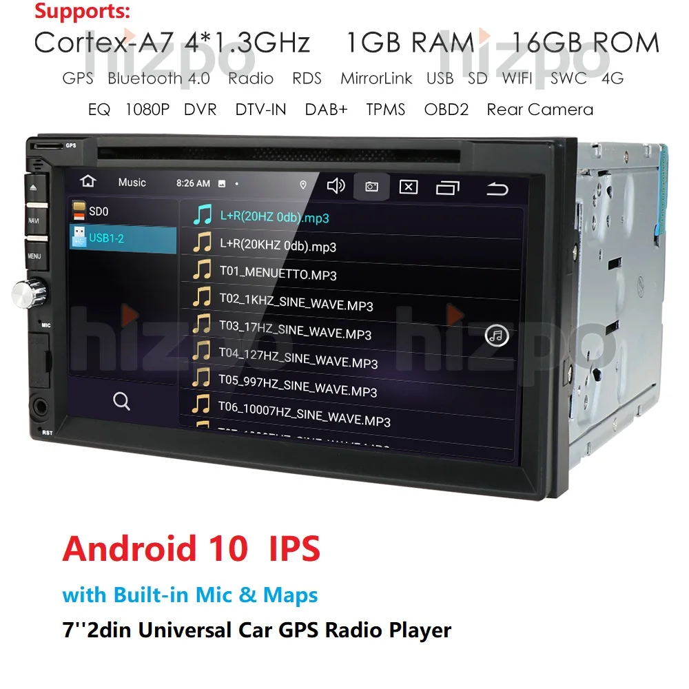Универсальный 2 din четырехъядерный 7 'ɱ Гб + 16 ГБ Android 10 автомобильный Радио