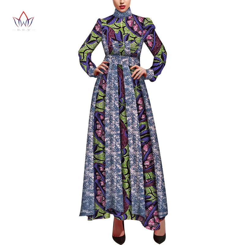 new Danshiki Africa Dress for Women Bazin Riche Sexy Wedding Party long sleeve long Dress Traditional African Clothing WY5677