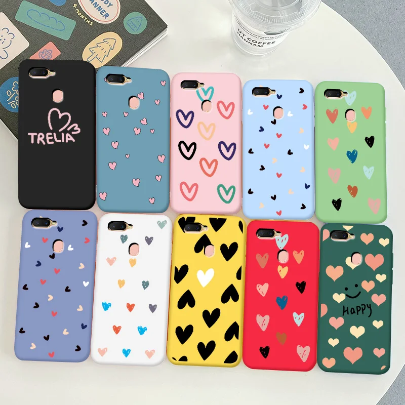 

For OPPO A5S Case Protective Phone Shell Frosted Silicone Casing For OPPO AX5S Color Heart-Shaped Soft TPU Back Cover