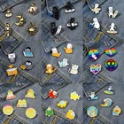 Эмалированная брошь в виде животного, кошки, собаки, змеи, лягушки, фруктов, сердца