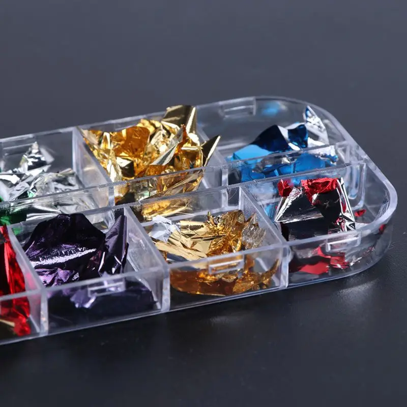 12 балок/Набор для дизайна ногтей цветная блестящая бумага лист хлопья