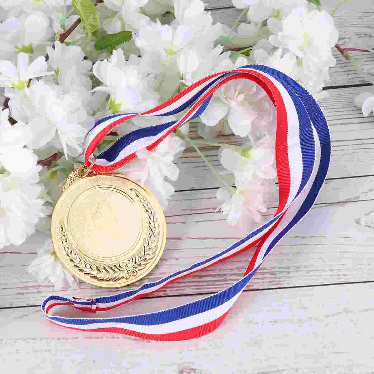 

4 Pcs Creative Award Medals Wheat Ears Number Pattern Universal Metal Medals with Lanyard for Sports Worker Competition (Gold)