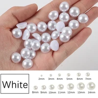 white half round flatback pearls mix sizes 2mm 3mm 4mm 5mm 6mm 8mm 10mm to 25mm all sizes for nail art abs imitation pearl beads