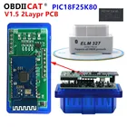 OBDIICAT-100PCS Белый Лучшее качество 25K80 Bluetooth FW1.5 OBD2 работает на Android достойные OBD2 диагностический сканер мини ELM327