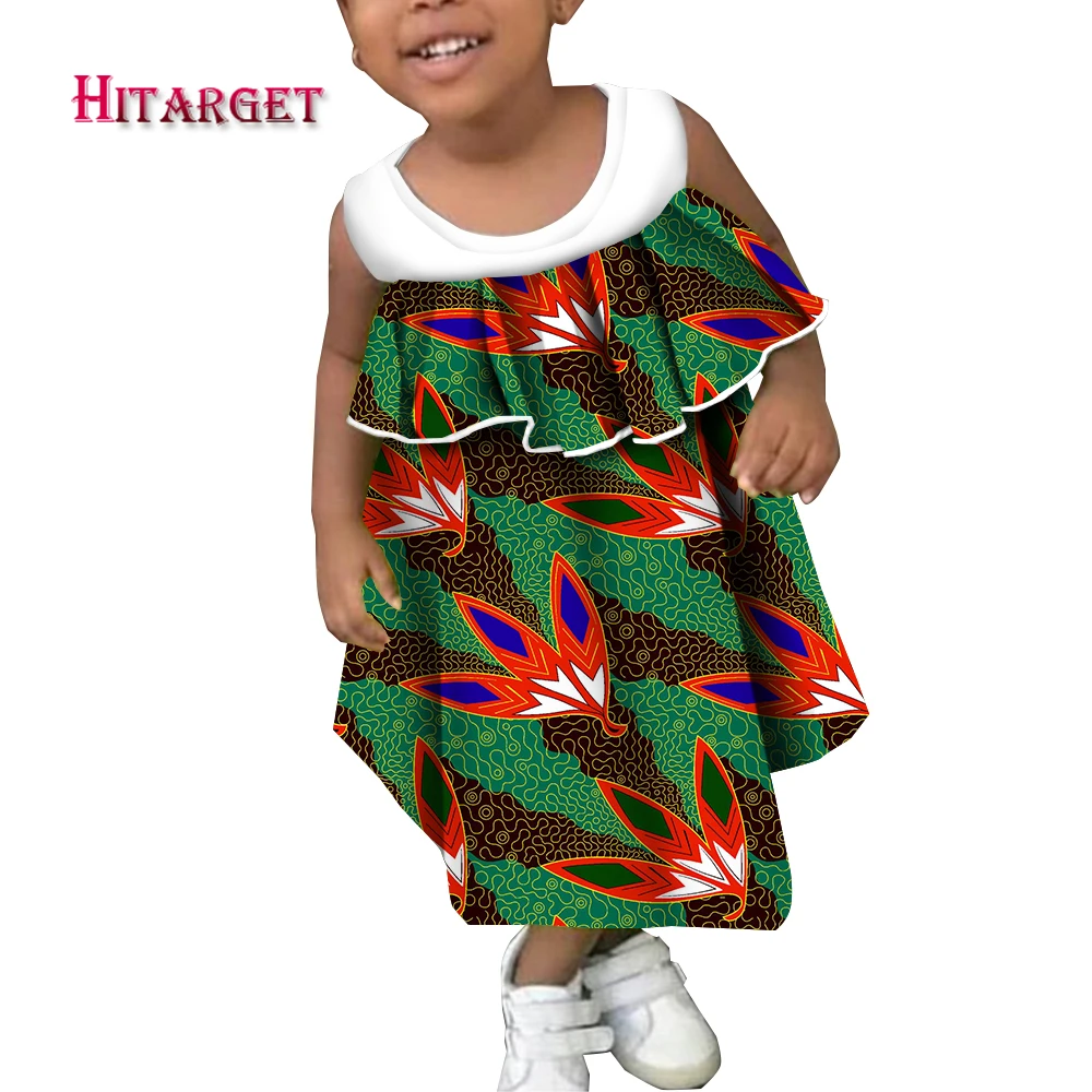 

Fashion Children Clothes Girl Dresses Dashiki African Floral Print Kid Dress Halter O-neck Princess Dress African Clothes WYT752