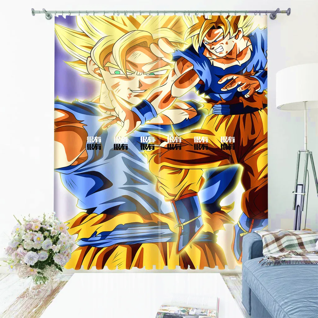 Аниме Жемчуг дракона Z 2 панелей/идут в комплекте оконные шторы блокировать ткань