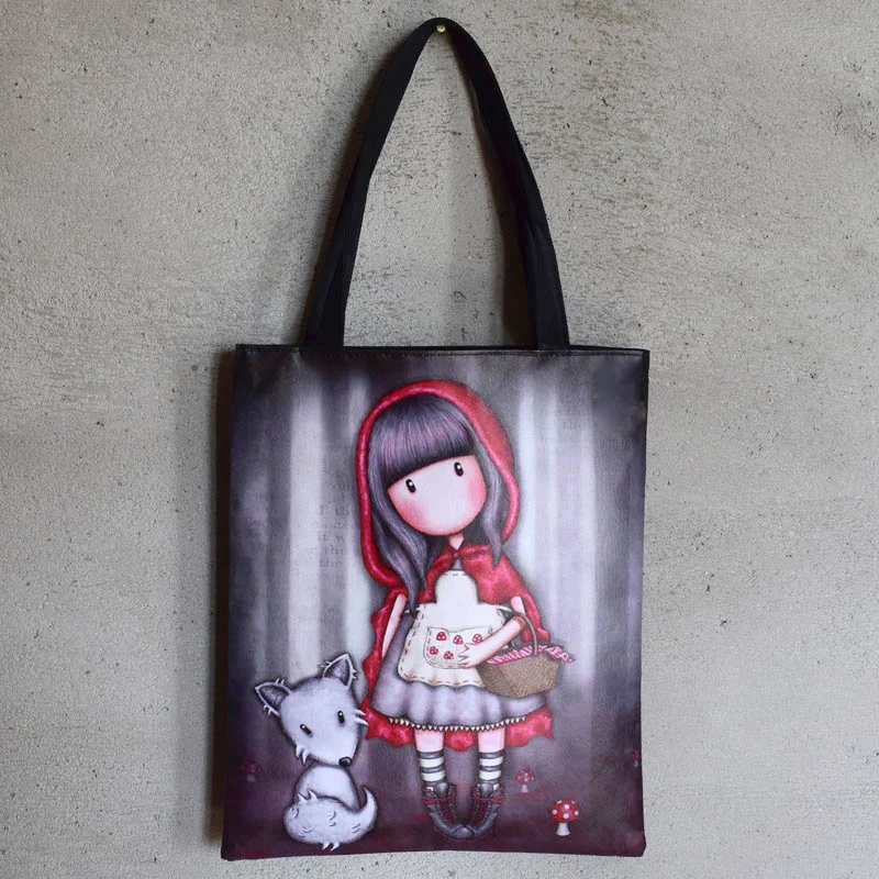 

Fashion Casual Character Women Shoulder Bag Pretty Style Girl's Cartoon Printing Handbag High Quality Canvas Shopping School Bag