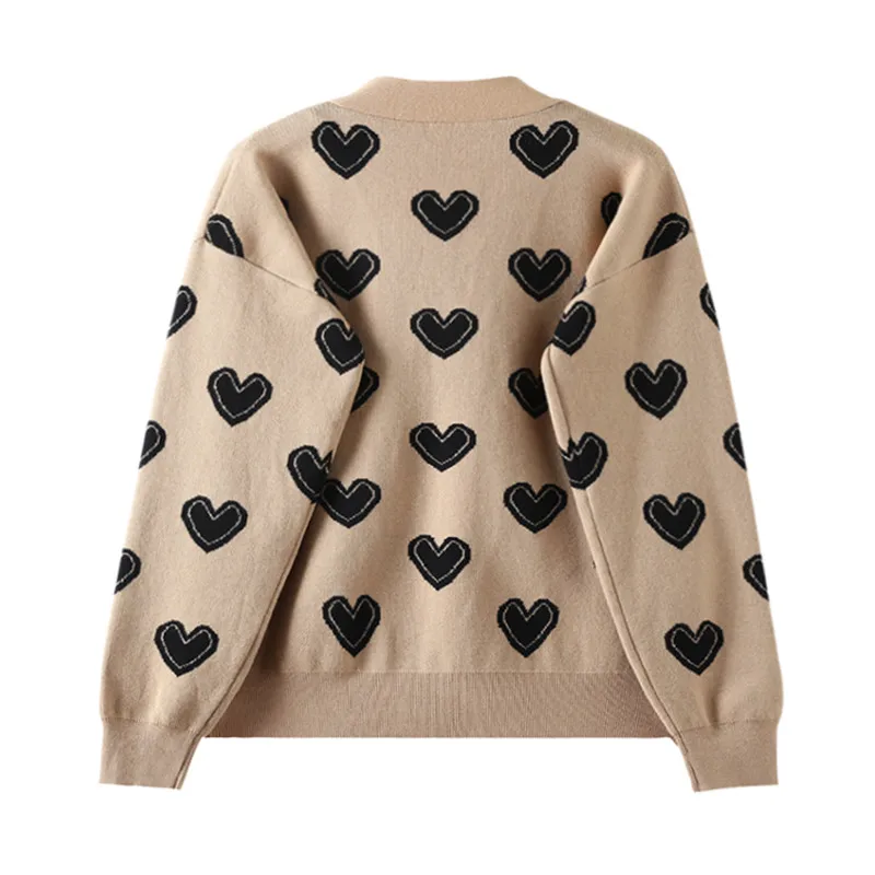 Вязаный кардиган с v-образным вырезом Love новинка 2020 корейская мода свободный