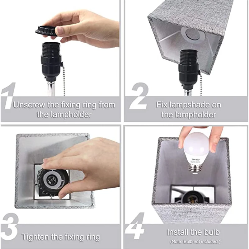 

USB Bedside Grey Square Fabric ShadeTable Lamp Modern Table & Bedside Lamp with 2 Useful USB Quick Charging Port