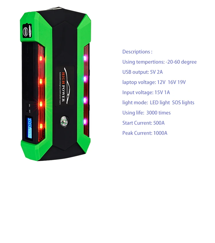 12V 4USB высокое Мощность автомобиля Батарея Зарядное устройство запуска автомобиля Перейти темы Booster Мощность банка комплект для авто пусковое устройство инструменты