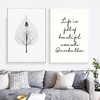 nordic canvas painting girl leaf life quotes minimalist wall art posters and prints living room bedroom decorative picture mural